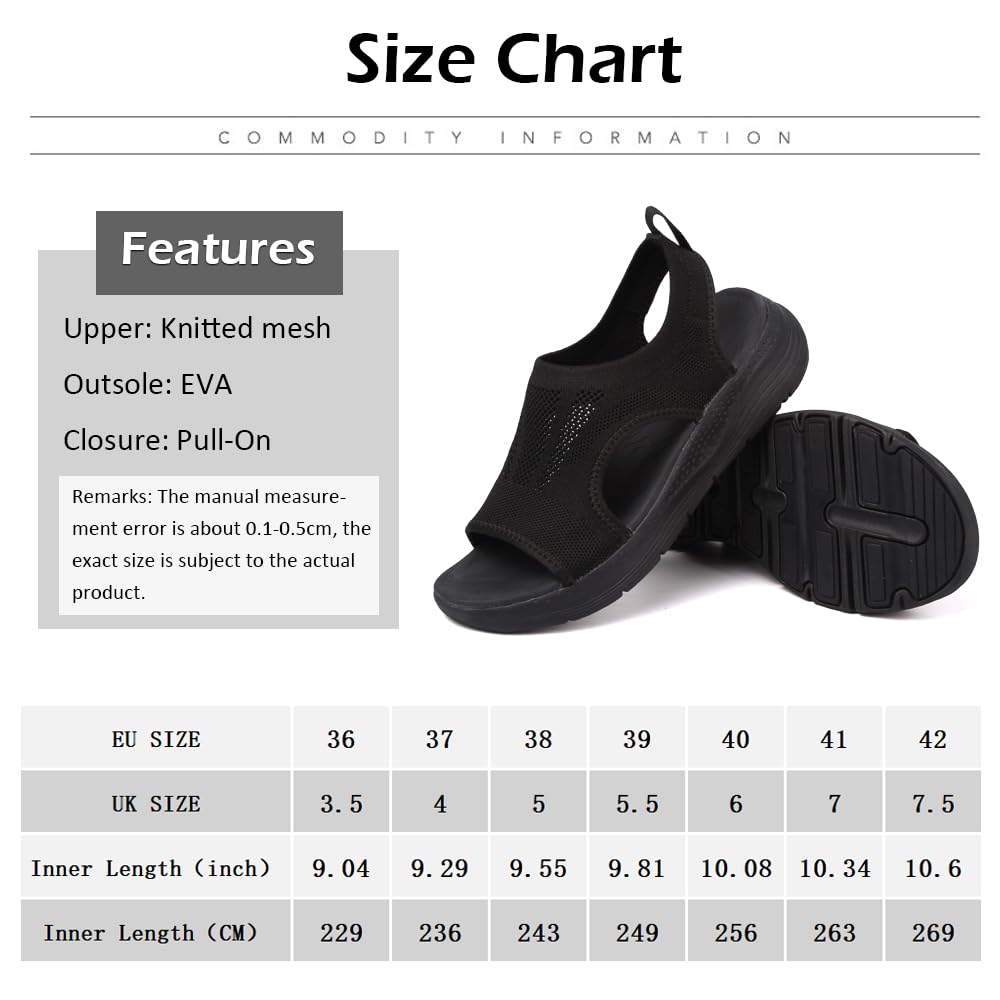 DimaiGlobal Sandales orthopédiques pour Femmes Sandales à Bride arrière lavables Été Bout Ouvert Sandales de Sport compensées Plate-Forme
