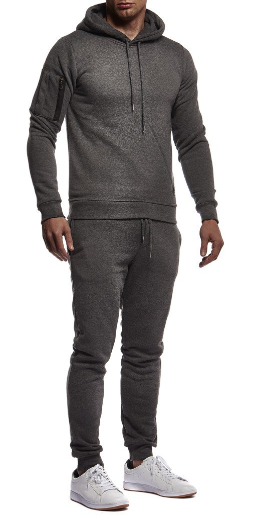 Leif Nelson Gym Men's Leisure Suit Jogging Suit Men Long Tracksuit Jumpsuit Sports Suit Fitness Training Leisure Hooded Jacket Hoodie Jogging Bottoms LN8021
