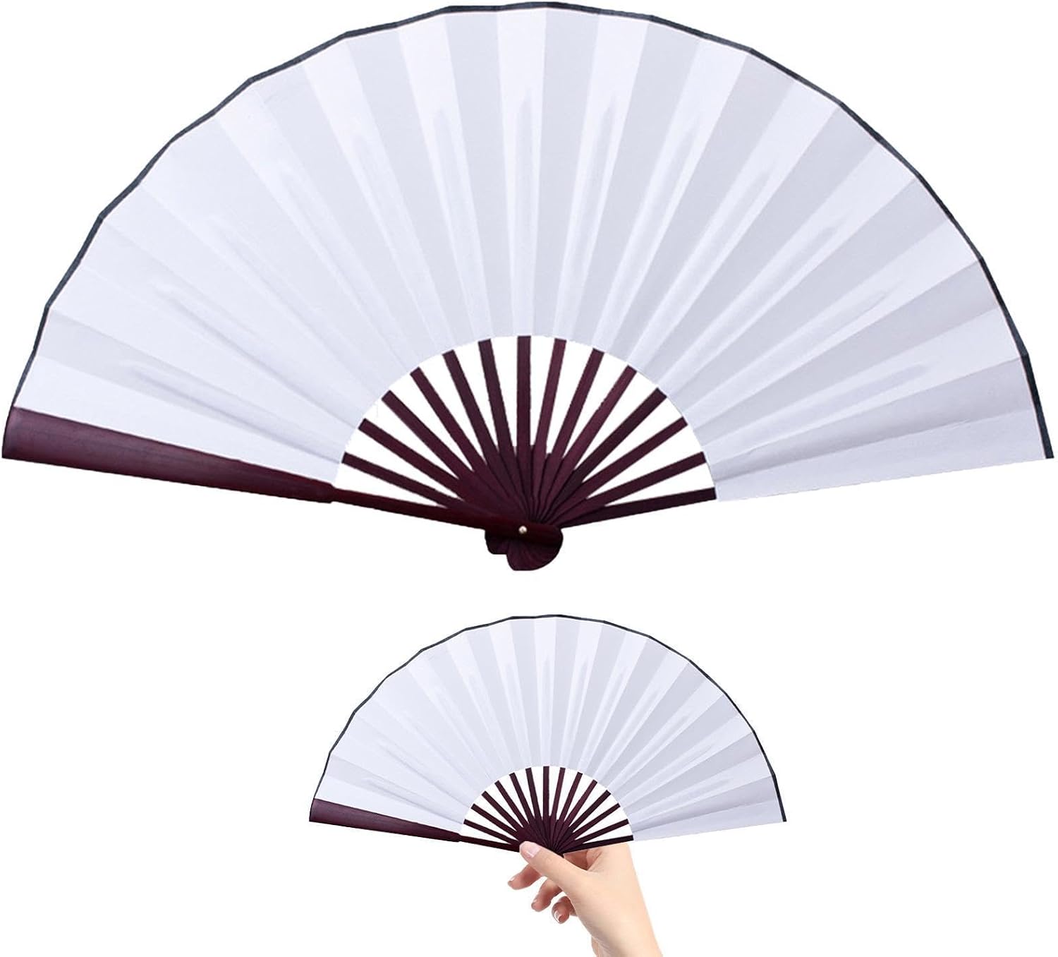 Handheld Folding Fans | 8/10 Inches Silk Cloth Blank Foldable Chinese Fan - Foldable Silk Cloth Fan, Handheld For DIY Writing