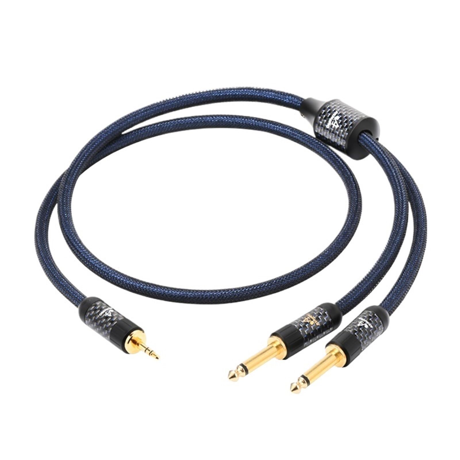 Kabel HiFi 3,5 na Dual 6,5, rozdzielacz Y, stereo, 3,5 mm na podwójny kabel audio 6,5 mm TS do wzmacniacza miksera (0,75 m)