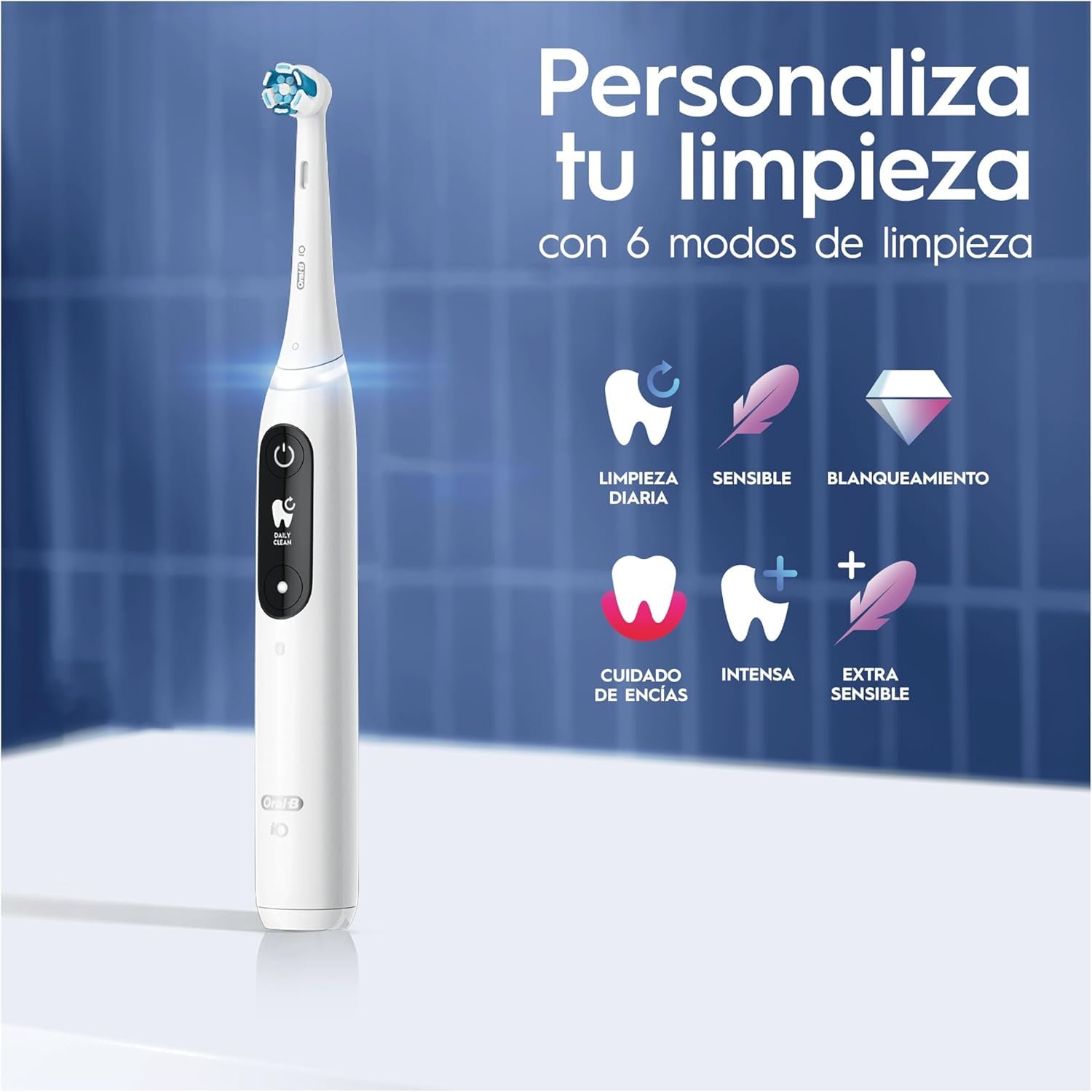 Oral-B iO 8N Cepillo de Dientes Eléctrico con 2 Cabezales y 1 Estuche de Viaje, Diseñado por Braun, Regalos Orginales - Blanco