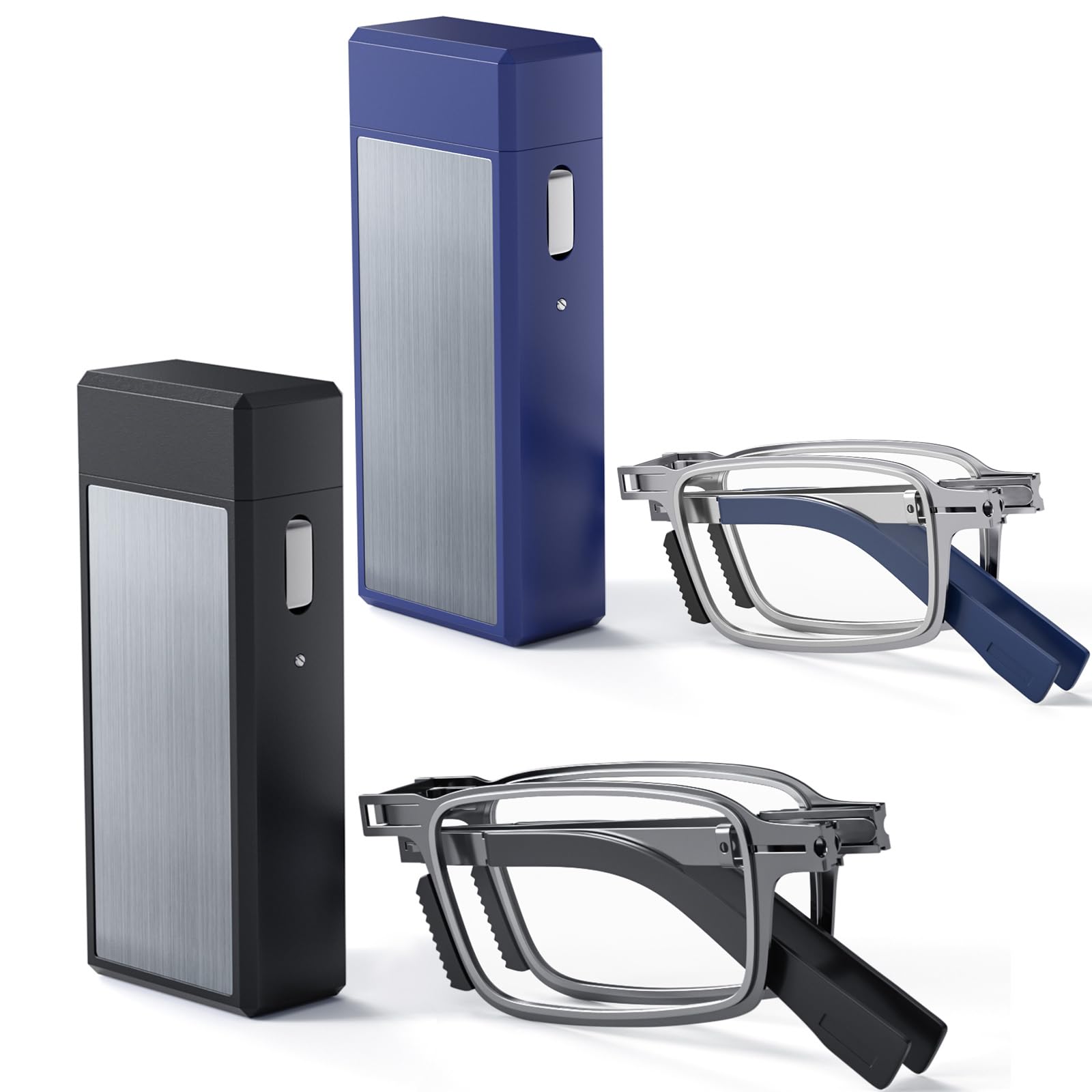 2 Pack Upgraded Durable Ultra Thin and Lightweight Folding Reading Glasses for Men Women, Blue Light Blocking Compact Computer Foldable Readers,