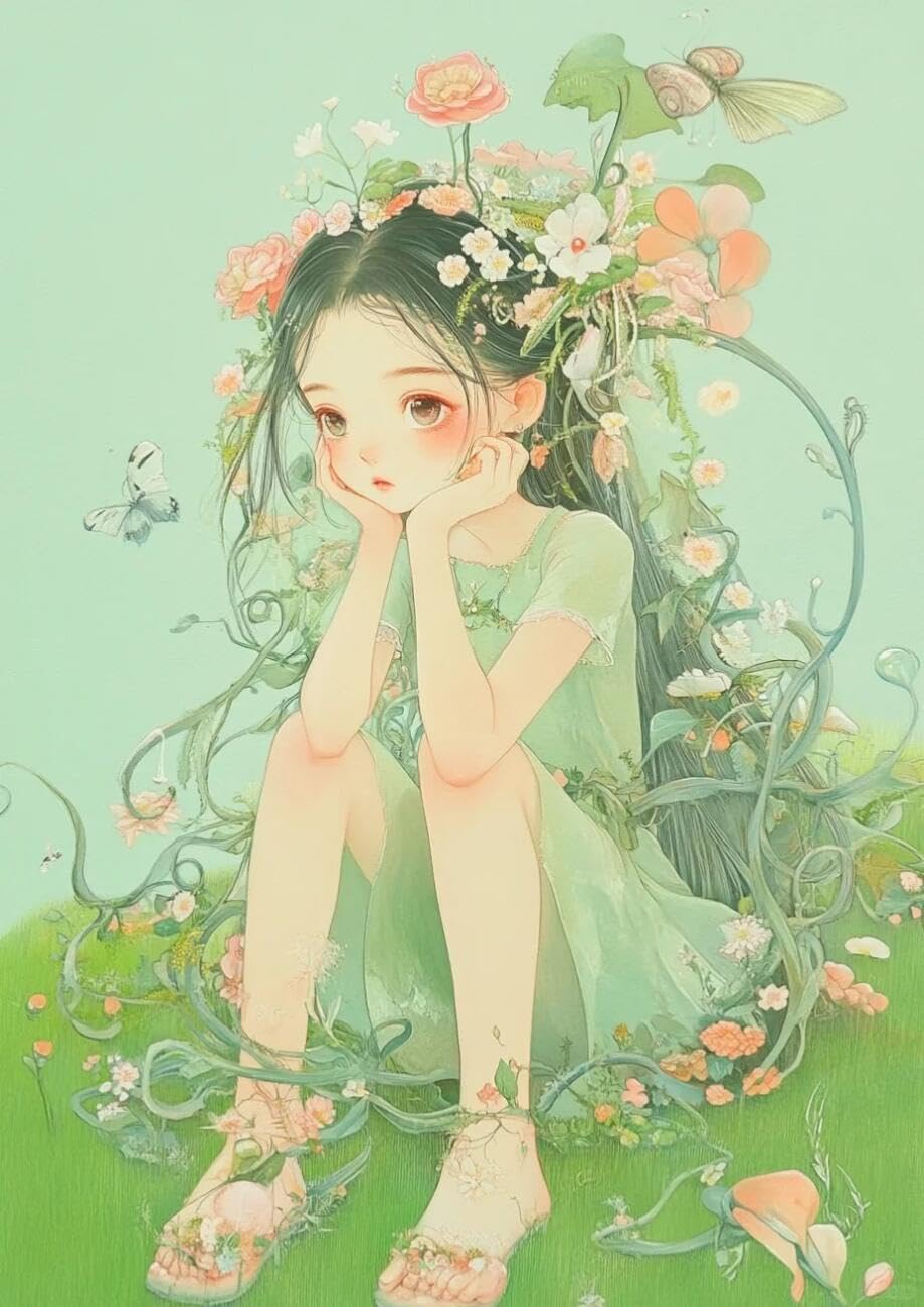 Henypt Cross Stitch Kit Fantasy Girl DIY Arts Aand Craft Kit for Adults Beginners with Accessories Handmade DIY/Gifts 14CT 30x40cm