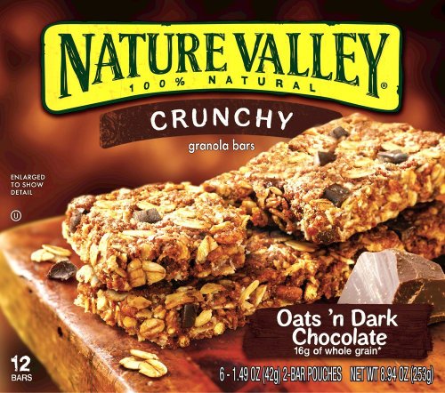 Nature Valley, Crunchy Oats'n Dark Chocolate Granola Bars, 8.94oz Box (Pack of 4)