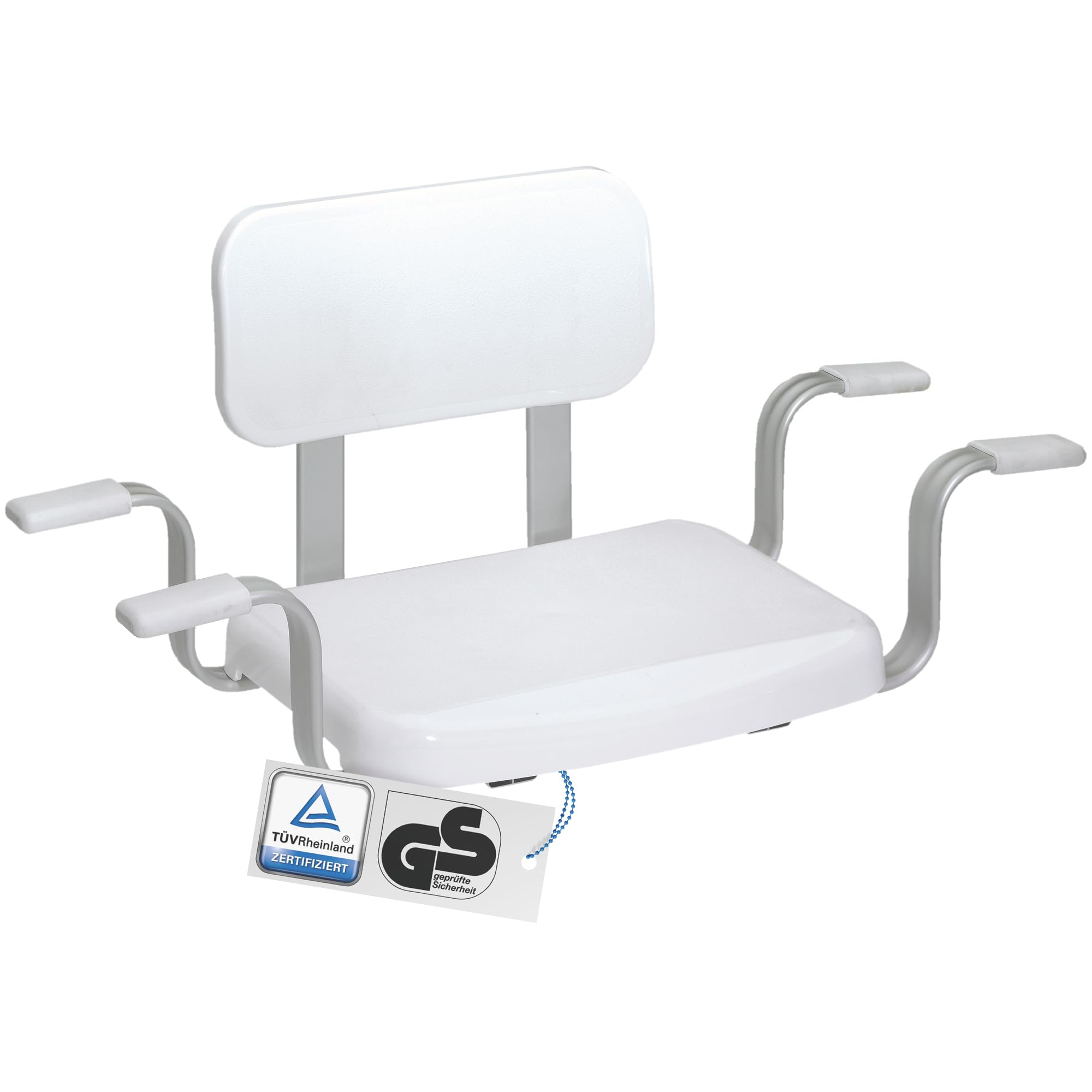 Weinberger Badewannensitz mit Rückenlehne | Sitzbrett | Belastbar bis 150 kg | Anti-Rutsch | Wannenbreite 52-64 cm | Moderne Badezimmerhilfe für Senioren | Modell 48538 | Weiß