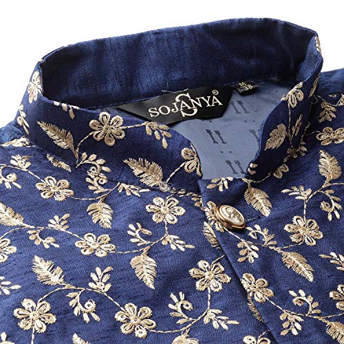 Image of Sojanya (Since 1958 Men'S Silk Blend Kurta Pyjama & Nehru Jacket Combo