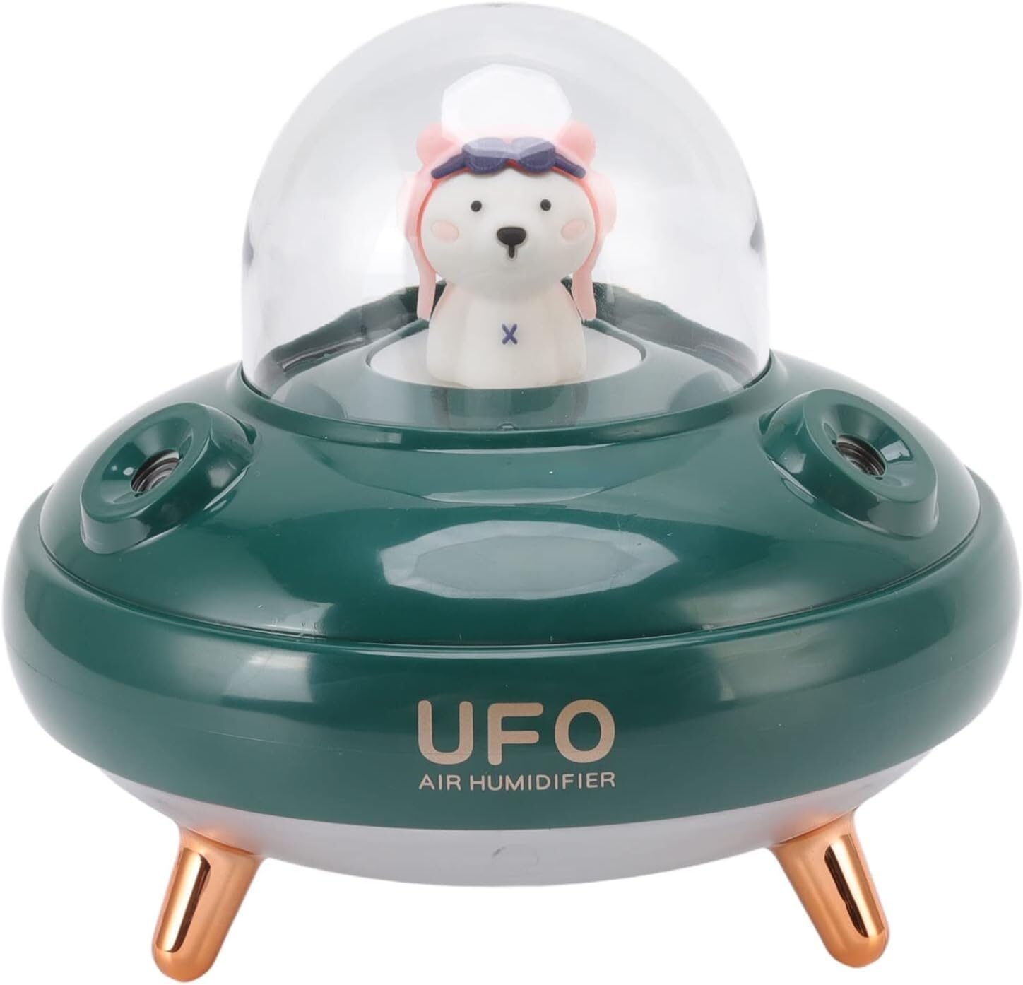 per Uso Domestico Umidificatore da 400 ml, umidificatore a Nebbia Fredda con Luce Notturna a Doppio ugello, Mini umidificatore Silenzioso Verde for Camera da Letto