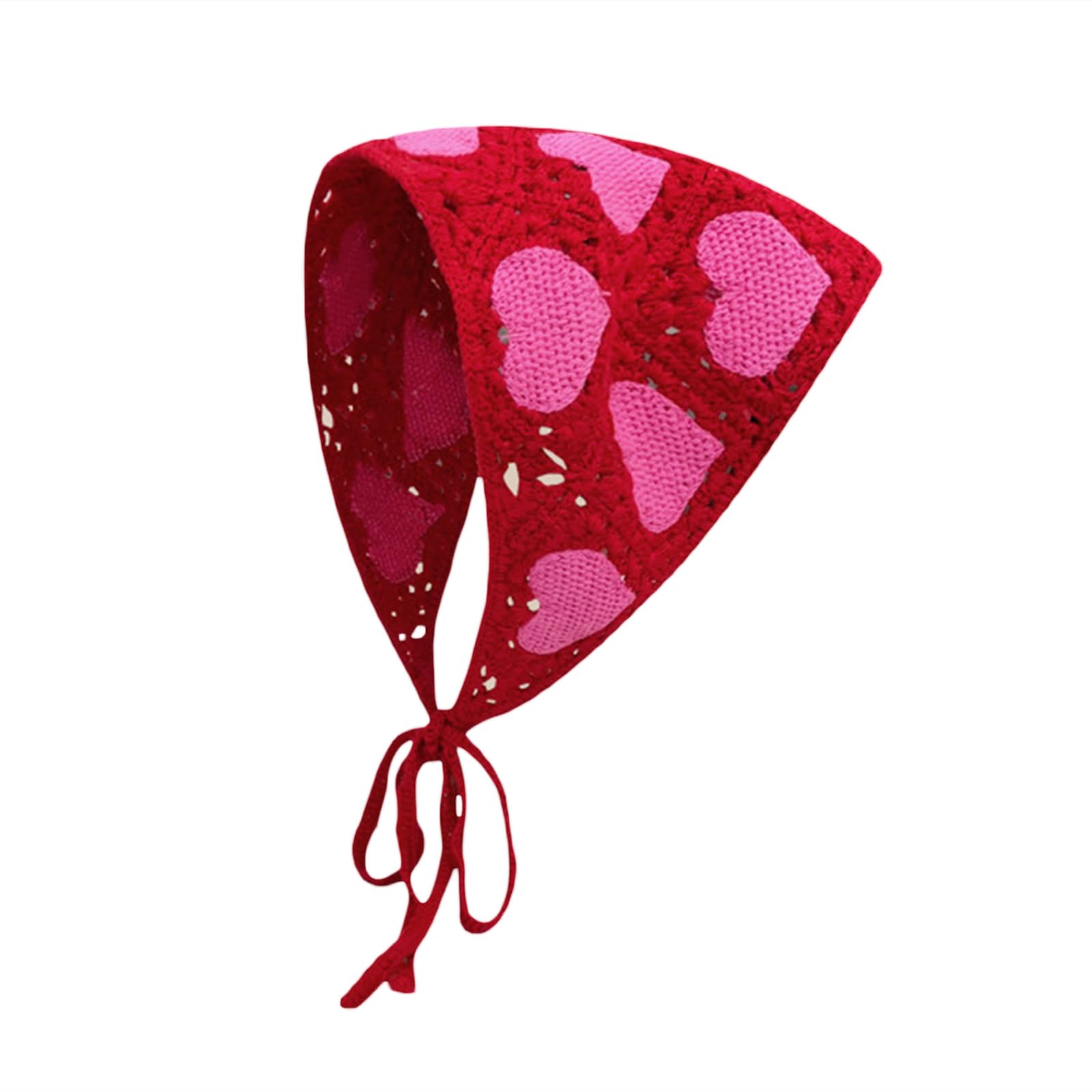 ScriardvCrochet Hair Bandanas for Women Boho Floral Head Scarf Crocheted Triangular Head Scarf Vintage Flowers Y2k Hair Scarf