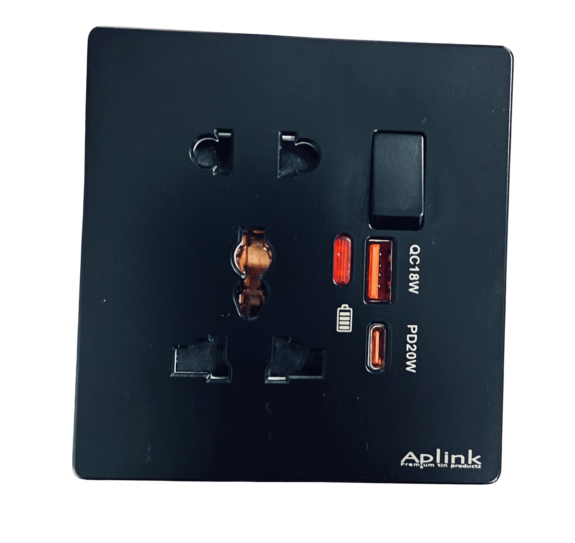 AplinK (BLACK) USB A QC18W& TYPE C PD20W Wall Socket Charger with Universal socket with switch control USB Charger for Home and Office,WITH BACK BOX-picture-33
