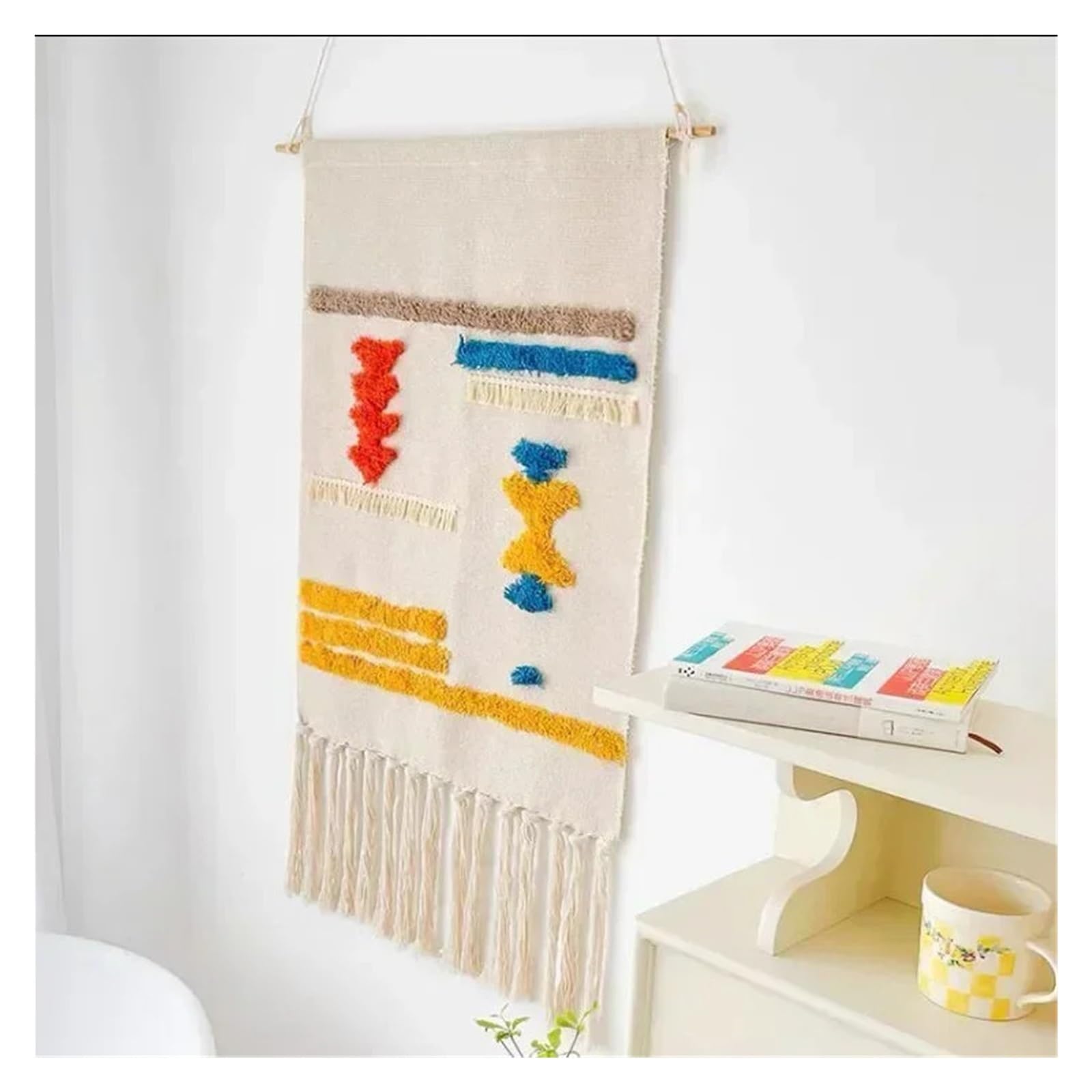 BDFJEDS Tapestry Wall Hanging 50x90cm Macrame Wall Hanging Tapestry Tassel Woven Geometric Canvas Home Decor(Color-16)