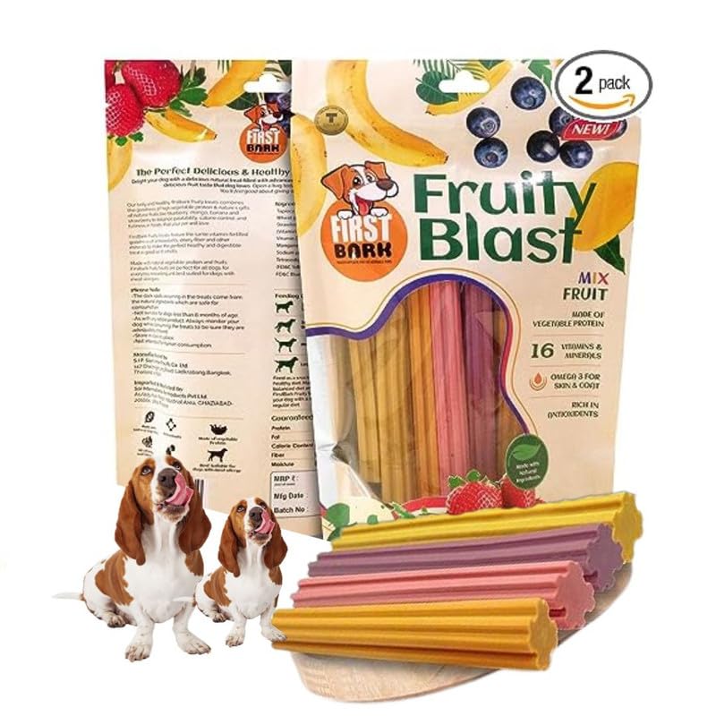 WAGGYTAILS All Life Stages First Bark Fruity Blast Dog Treat Stick Mix Fruit (1 X 225G) Healthy Vegetable Protein, Rich In Antioxidant, Vitamins And Minerals, Omega 3 For Skin Treats (Pack Of 3) (B0CK2BTG7H) Amazon Price History, Amazon Price Tracker
