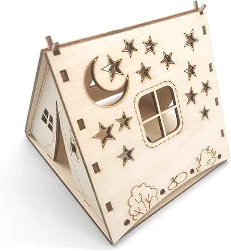 Portavelas eléctricos, pantalla de té eléctrico, pantalla de madera con forma de tienda de campaña para decoración de guardería, dormitorios,