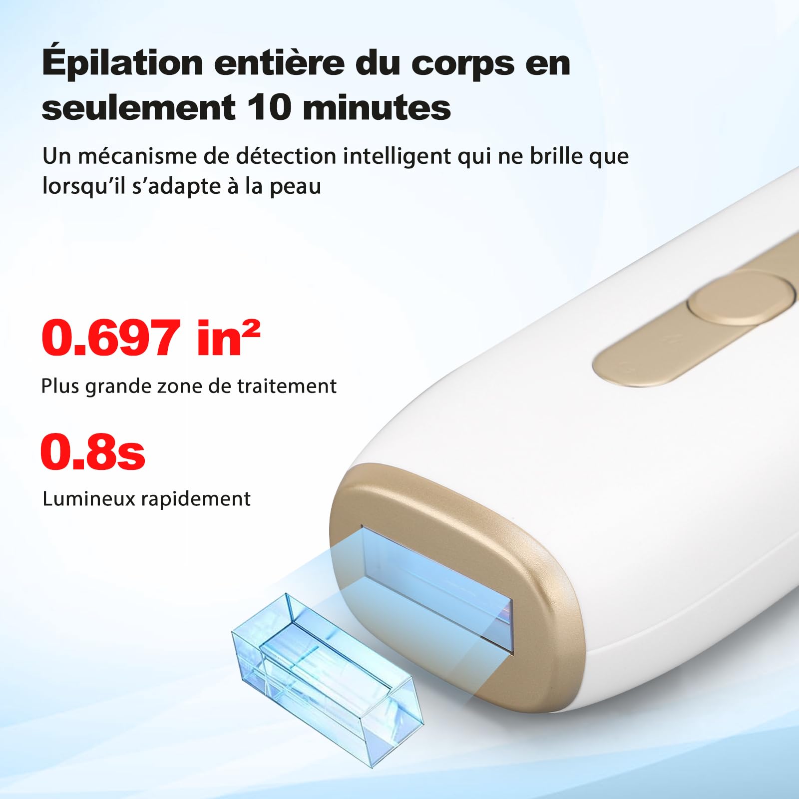 D'épilation À Lumière Pulsée IPL Avec Refroidissement Saphir | 5 Niveaux D'énergie, Grande Fenêtre Lumineuse, Lunettes De Protection, Rasoir Et Boîte De Rangement Pour Femme Et Homme