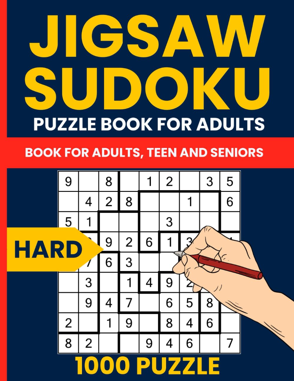 Jigsaw Sudoku Master: 1000 Hard Irregular 9x9 Puzzles for Adults: Advanced Sudoku Jigsaw Puzzle Book Featuring Geometry Number Place
