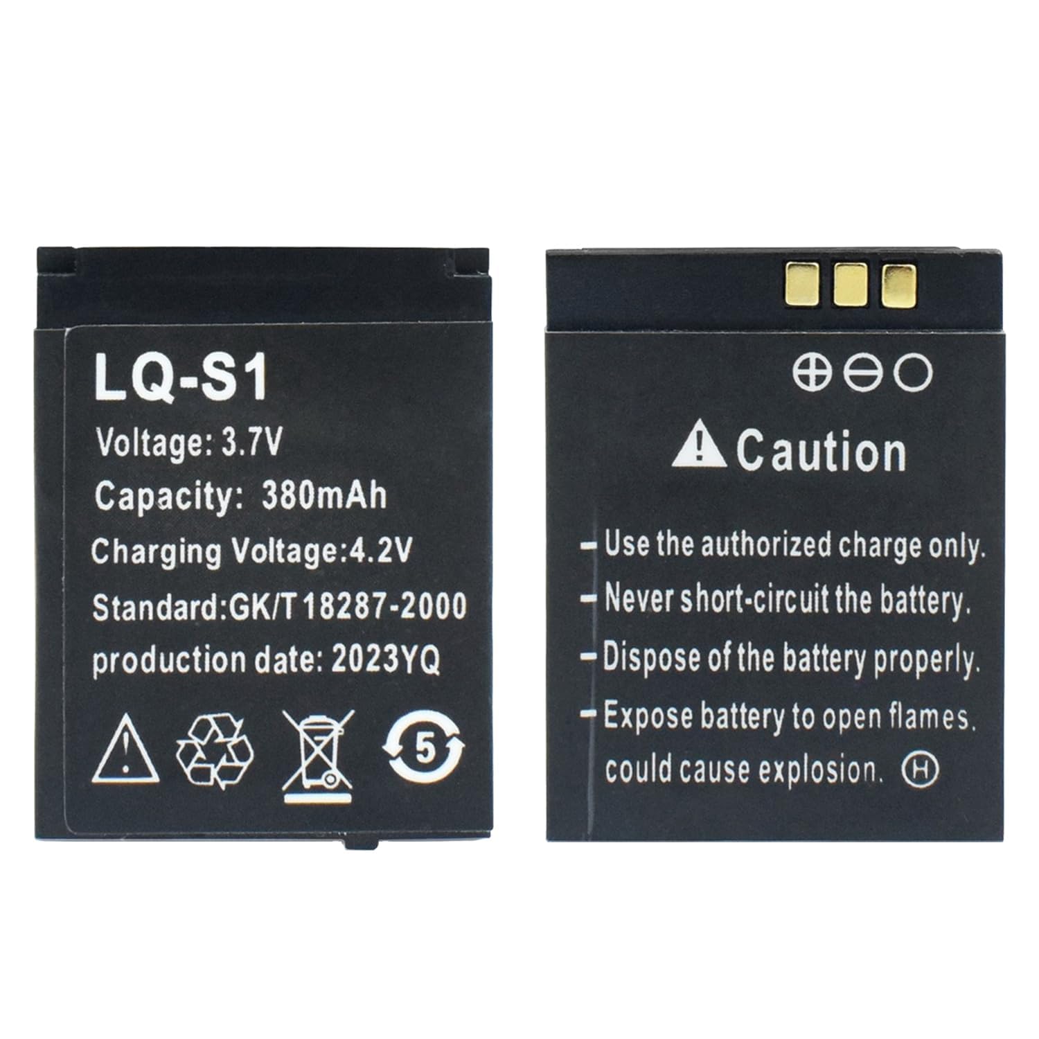 DEVMTO LQ S1 Smart Watch Battery, 380mAh 3.7v Compatible for Smart Watch DZ09 W8 Q18(2PCS)