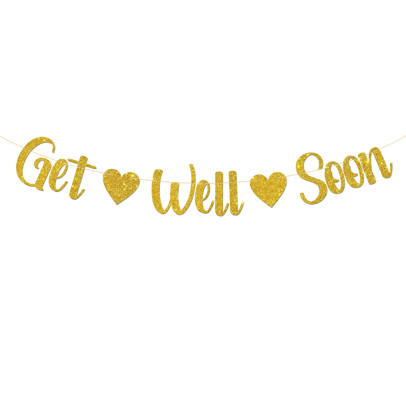 Get Well Soon Banner/Cancer Survivor Party Banner/Cancer Awareness/Cancer Free Party Decorations Gold Glitter