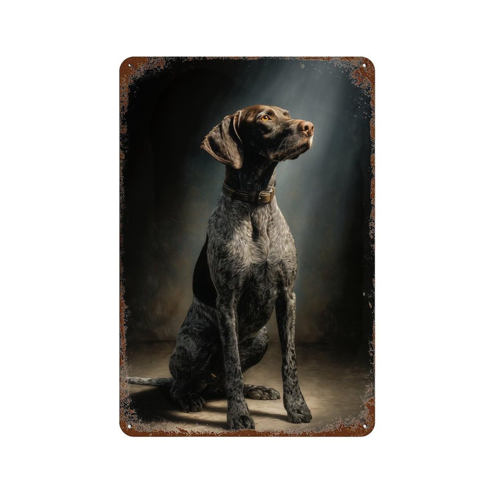German Shorthaired Pointer Portrait 11.8"x7.9" Vintage Metal Tin Sign, Retro Wall Decor for Basement, Hobby Room And Garage Decor