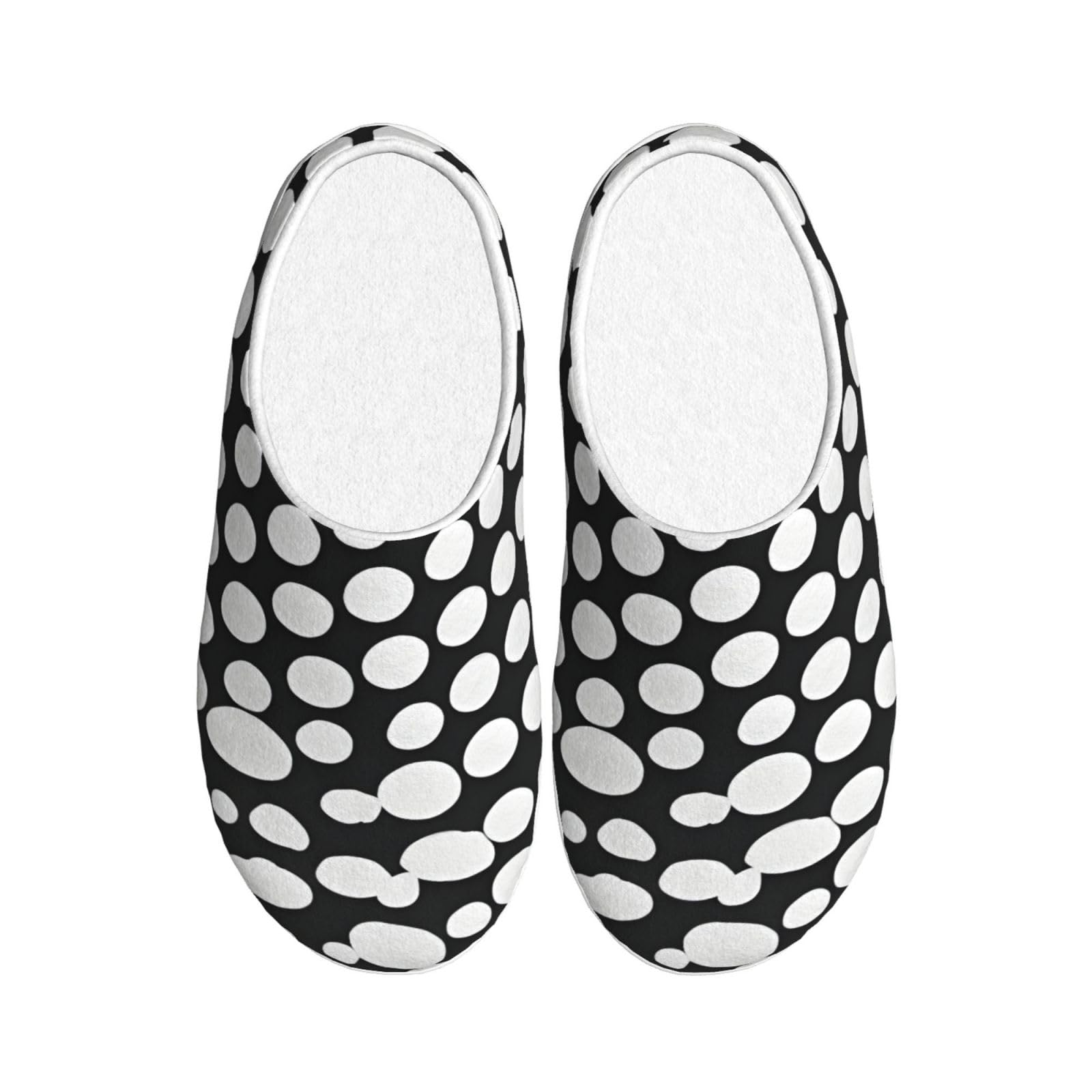 Nero Bianco Polka Dots Pattern Stampa Adulto TPR Pantofole Lavabile per Uomo e Donna Traspirante e Accogliente Scarpe invernali