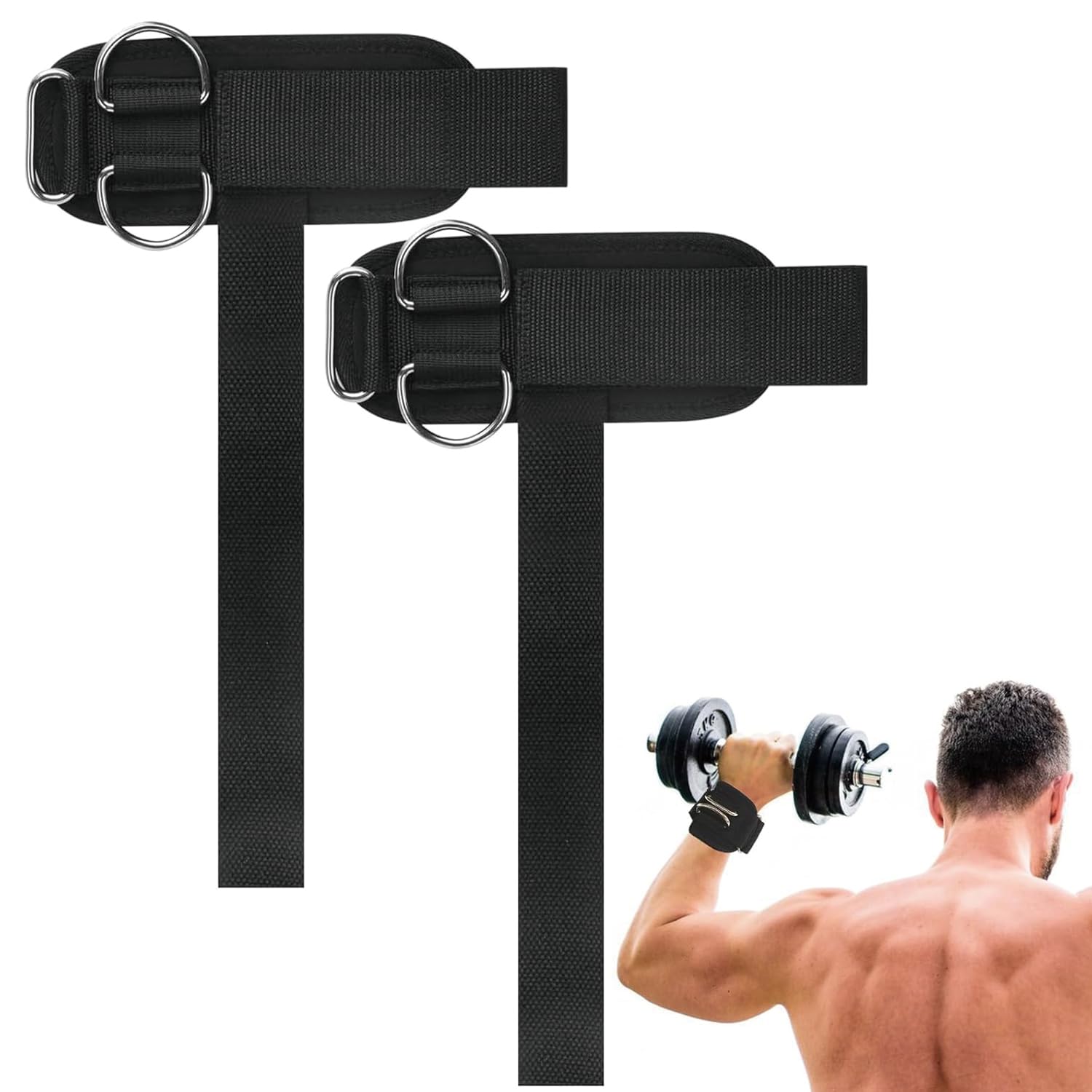 2Pcs D Ring Weight Lifting Straps, Wrist Support for Men & Women Brace Accessories for Bodybuilding, Weightlifting, Deadlifting & Workout