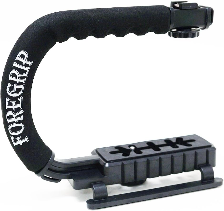 ForeGrip Professional Camera, Camcorder and Action Cam Stabilizing Handle with Universal Hot Shoe for Flash, Mic, LED or Video Light