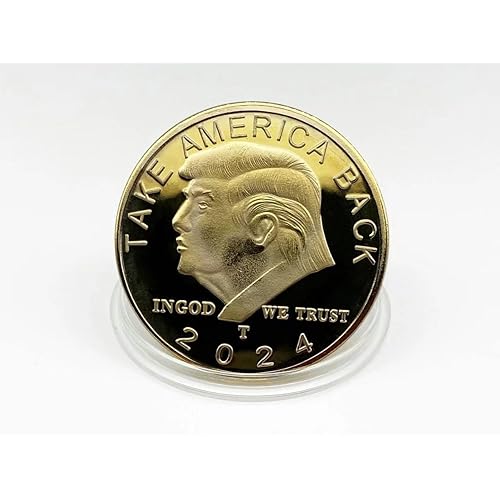 Trump Coin: Commemorative 45th President Tribute - 2024 'Take America Back' Design - Elegantly Crafted with Golden Finish - Collector's Edition with Protective Case, Small