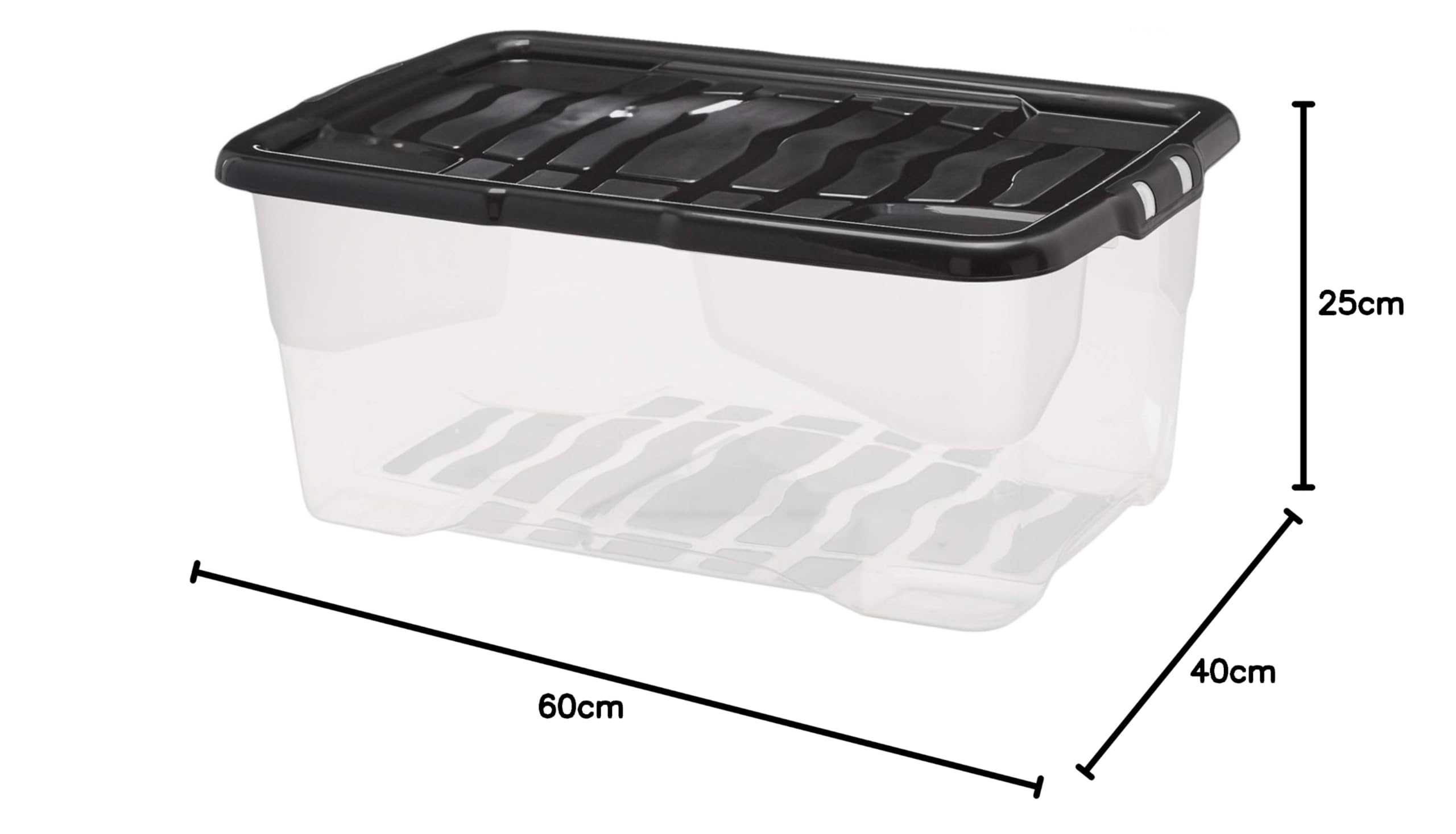 Strata Scatola di archiviazione impilabile in plastica, 42L, coperchio a clip, dimensioni 60x25x40cm, per casa e ufficio