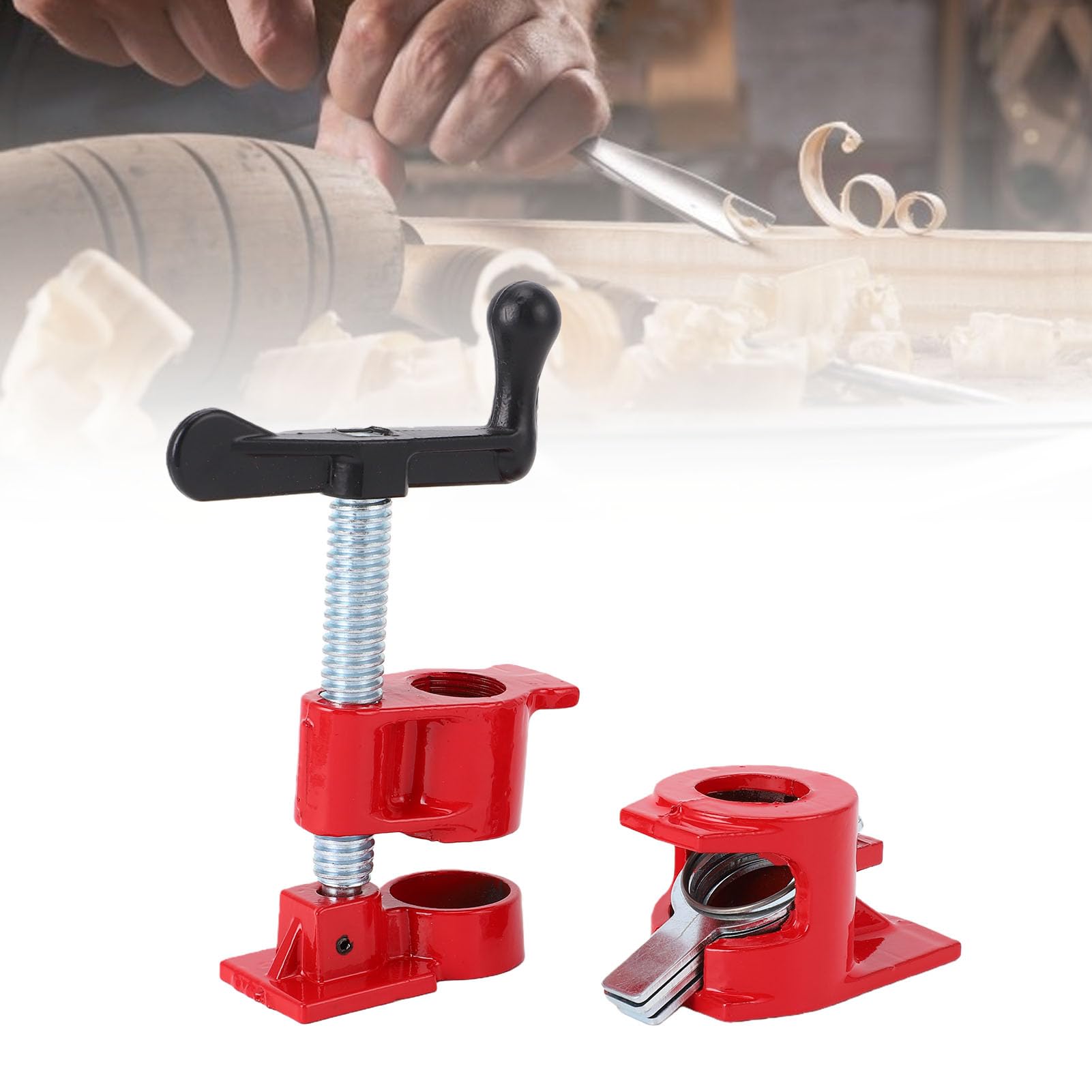 Ausla Morsetti Pesanti per Tubi Legno/Metallo, 4 Pezzi Base Larga 19mm con Sgancio Rapido - Set per Falegnameria e Banco Lavoro