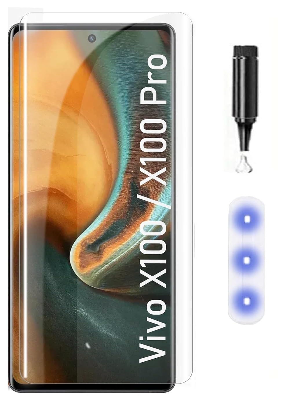 Adavnced Glue UV Curved Tempered Glass for Vivo X100, Vivo X100 Pro 5G | With HD clearity full curved edge protection and Installation Kit