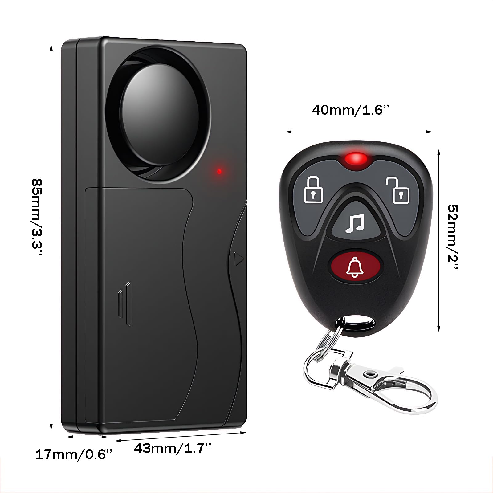 Mengshen 2 Pack Vibrations Alarm Kabelloser Diebstahlschutz Vibrations für Fahrräder Tür und Fenster Alarm lauter 110 dB Haussicherheitssystem