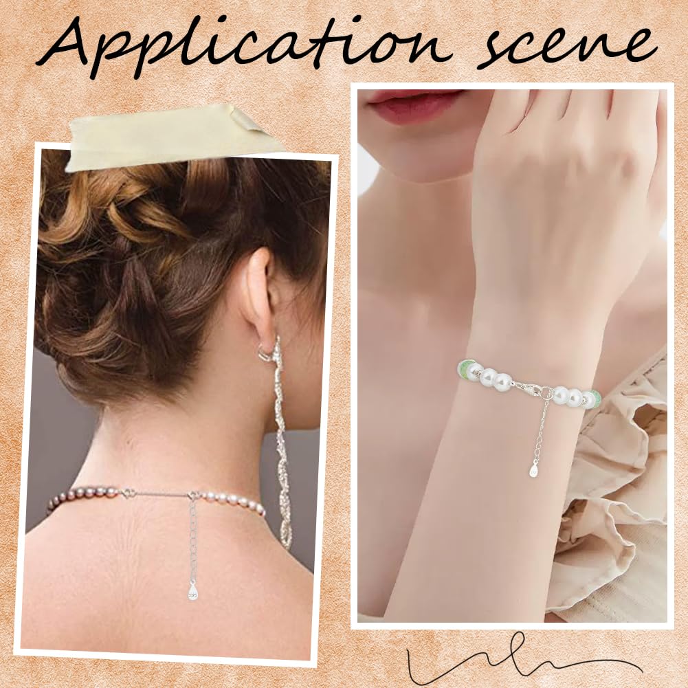 Beebeecraft 1 boîte de 10 pièces de 925 rallonges de Chaîne en Argent Sterling pour Collier Bracelet Chaînes D'Extrémité D'Extension avec Languettes de Chaîne en Forme de Larme Tampon S925 pour la