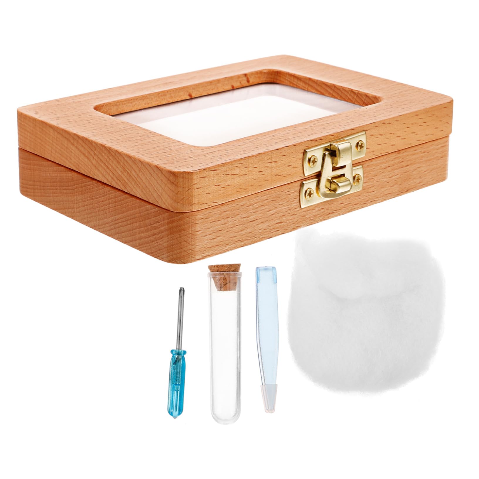 BESTonZON Infant First Tooth Box Baby Boy Keepsake Box Wooden Memory Case Storage Compartment