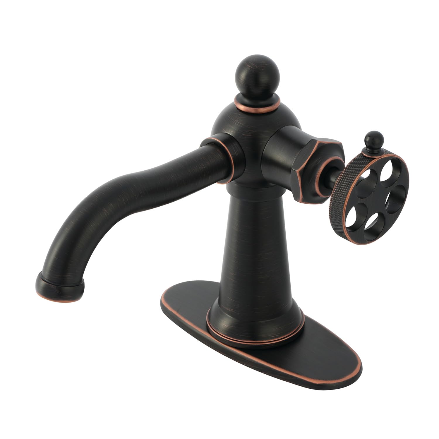 Robinet de salle de bain pour vasque moderne avec poignée moletée confortable et bonde