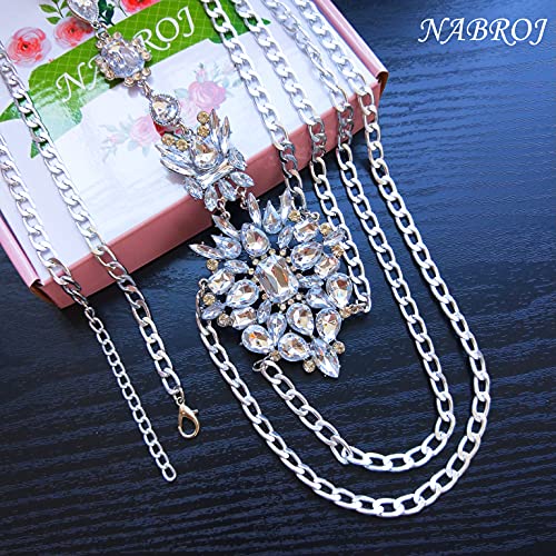 Nabroj Rhinestone Body Chain, Body Chains Jewelry For Women Sexy Silver, Chest Chain Costume Jewelry For Women, Beach Jewelry-Stl01 White #TOP4