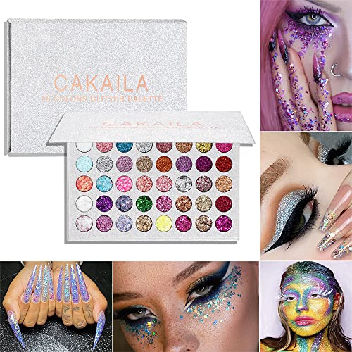 Meicoly Glitter Eyeshadow Palette, 40 Colors Pressed Pigmented Mineral Ultra Shimmer Sequined Face Paint Glitter Palette, Self Adhesive Glitter Glue Pallete Eye Shadow Make Up Pallets For Women #TOP1