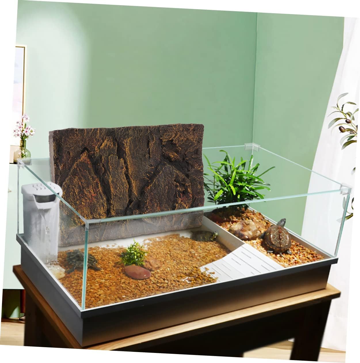2pcs Aquarium Background Board Lifelike Pu Material Decorative Background for Turtle and Reptile Tanks Lightweight and Tank Decor for Enhancing Aquarium Aesthetics