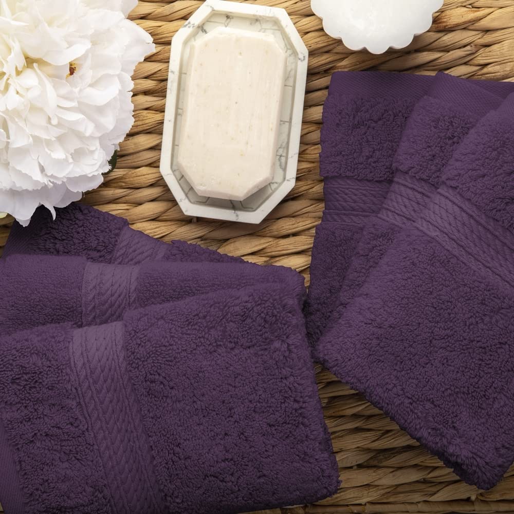 Superior - Set di Asciugamani per Il Viso, Cotone Egiziano, Prugna, 900 g, 6 Pezzi