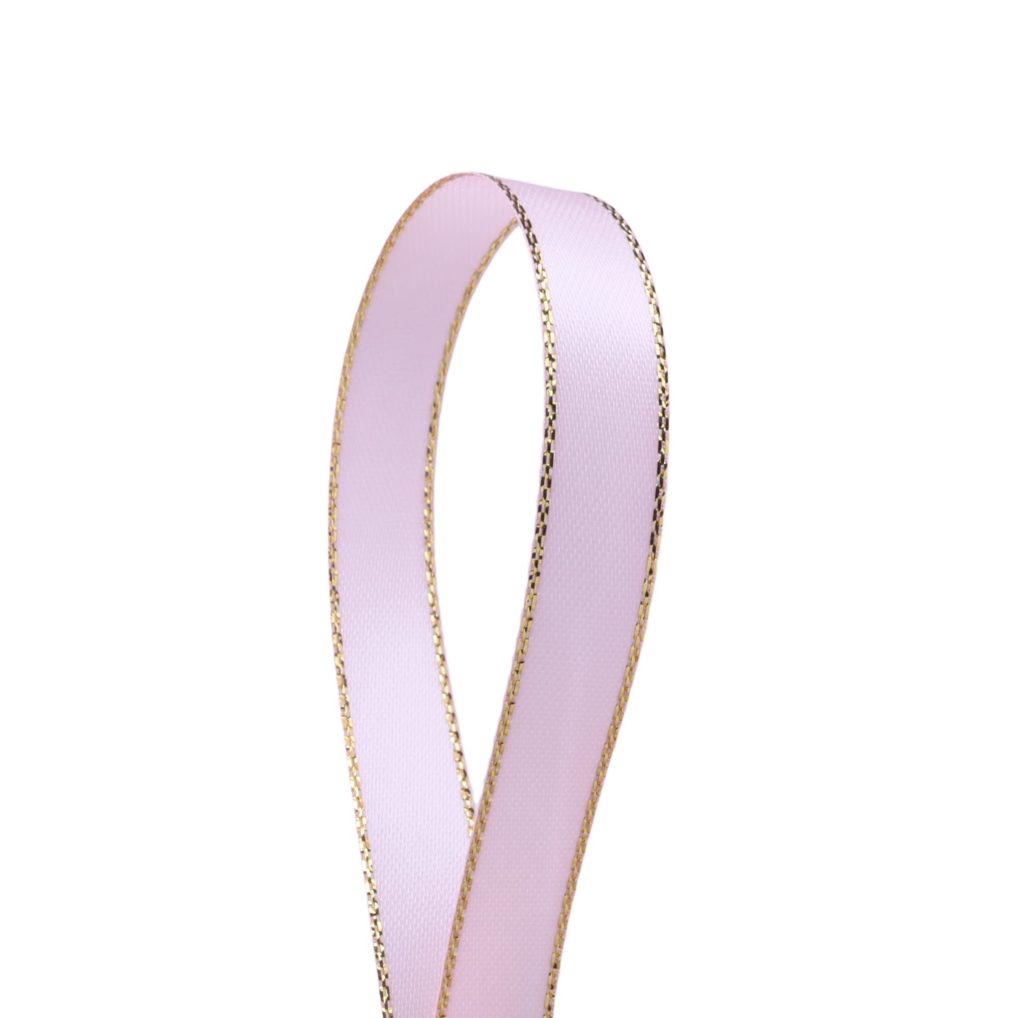 VATIN Double Faced Satin Ribbon 10mm Pink with Gold Edge 45m for Decoration Craft, Gift Wrappping Wedding Card Decoration - Image 2