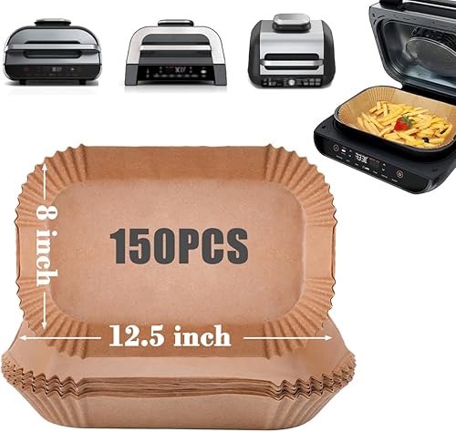GOAUS Forros de papel pergamino de 12.5 x 8 pulgadas para horno tostador freidora de aire, papel rectangular desechable, ajuste Ninja Foodi FG551
