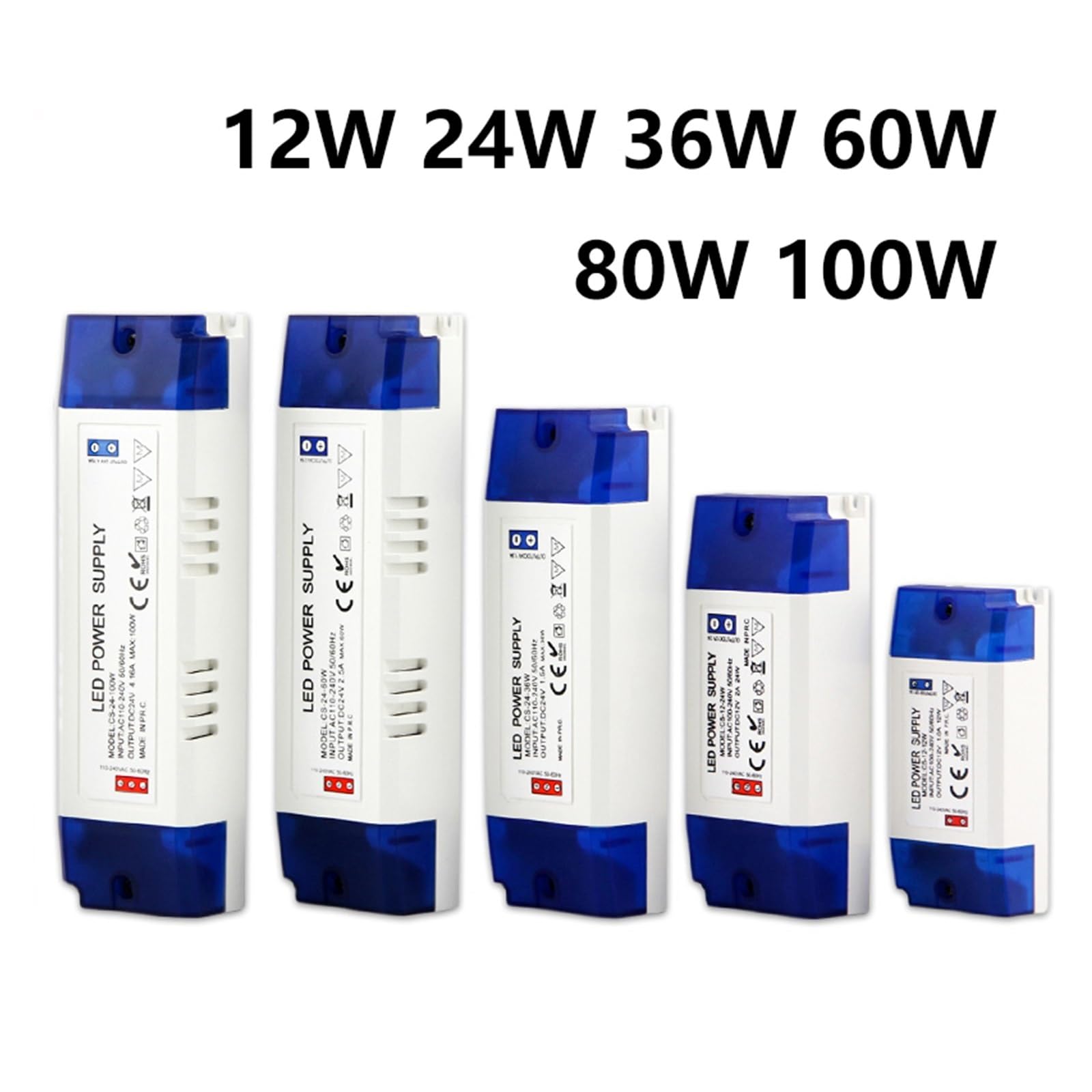 EDEDE Transformateur LED Transformateur d'éclairage LED 100W 80W 60W 36W 24W 12W Adaptateur Secteur AC/DC 12V 24V luminaire Bande Lumineuse LED(50W,24V)