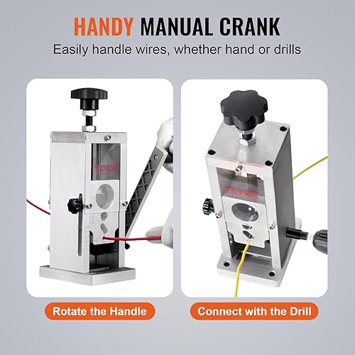 Miniatura 6 de VEVOR Máquina peladora manual de cables, pelador de cobre de 0.06 a 1.5 pulgadas con manivela o taladro accionado, referencia de profundidad de