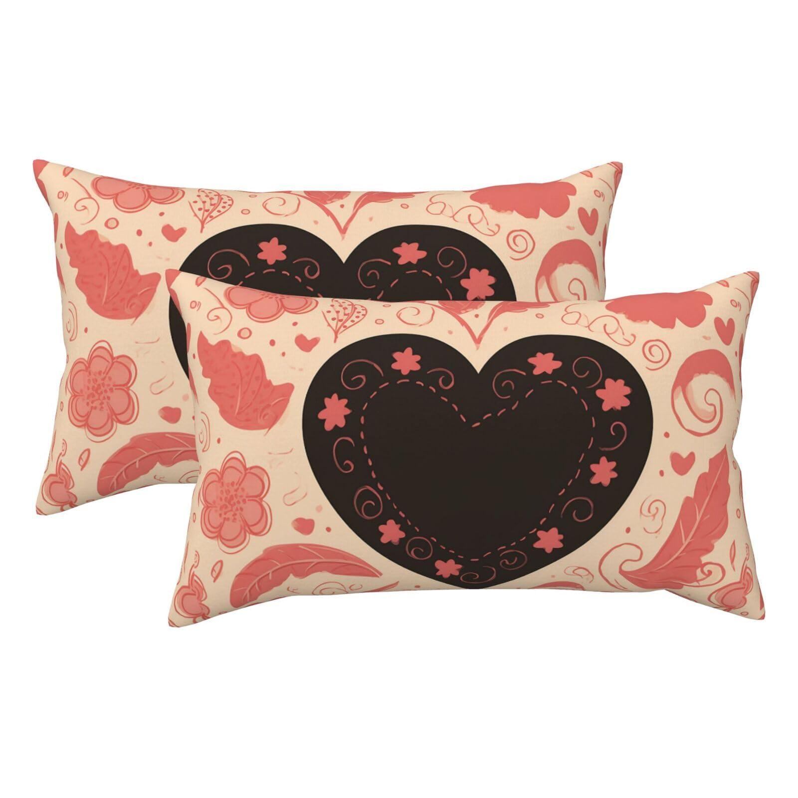 2 Pack King Size Pillow Cases for Hair and Skin Soft Breathable Pillow Case Covers with Hidden Zipper Happy Valentine's Day Card Pillowcase 20x36 Inches Pillow Covers for Sleeping Gift