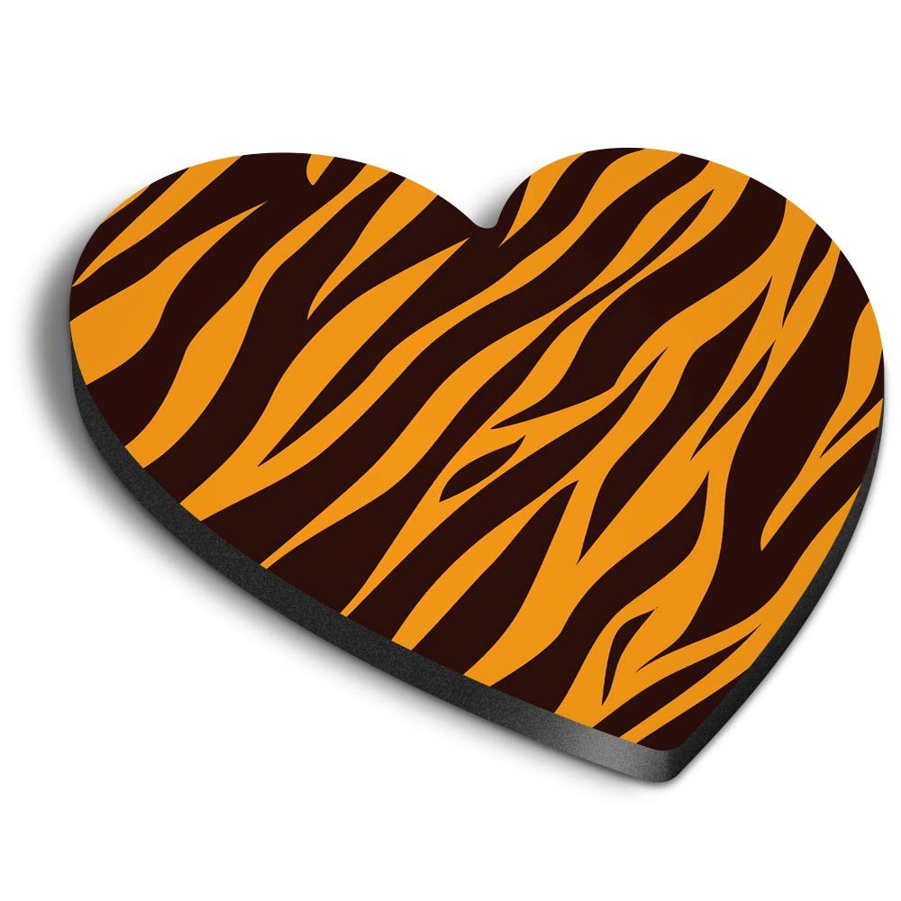 Destination Vinyl Ltd Multicolor 1 X Heart Mdf Magnets - Tiger Print Pattern 15627