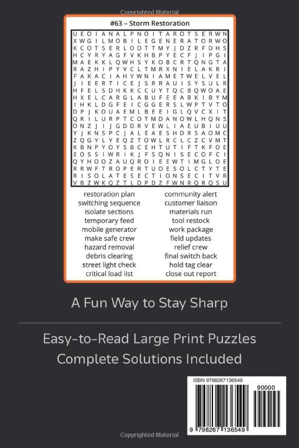 Lineman Word Search Book: Large Print Puzzle Collection with 100 Puzzles and 2000 Unique Words on Electrical Lines, Power Grids, and Utility Work (Trades Series) image 3