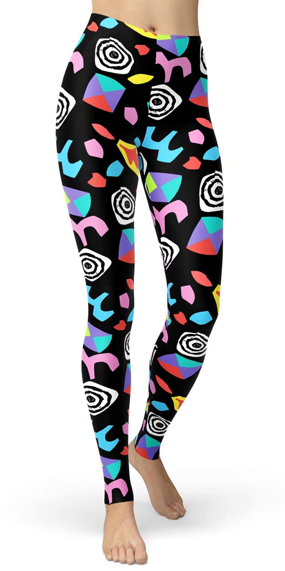 sissycos Women's 80s Leggings Neon Artistic Splash Printed Pants