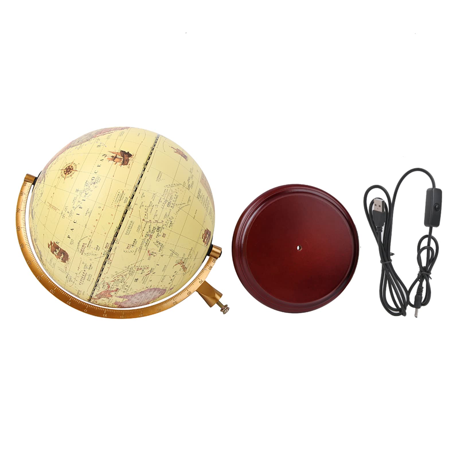 Mappamondo 3D con supporto Notte Adulti Bambini Visualizza Mappamondo antico per mappamondo da scrivania o aula(25 cm)