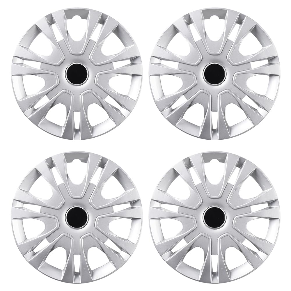 Chrome Silver Hubcap Wheel Cover Replacement Kit 13" Hub Caps Wheel Rim Cover Car Exterior Accessories Pack of 4, 13 Inches