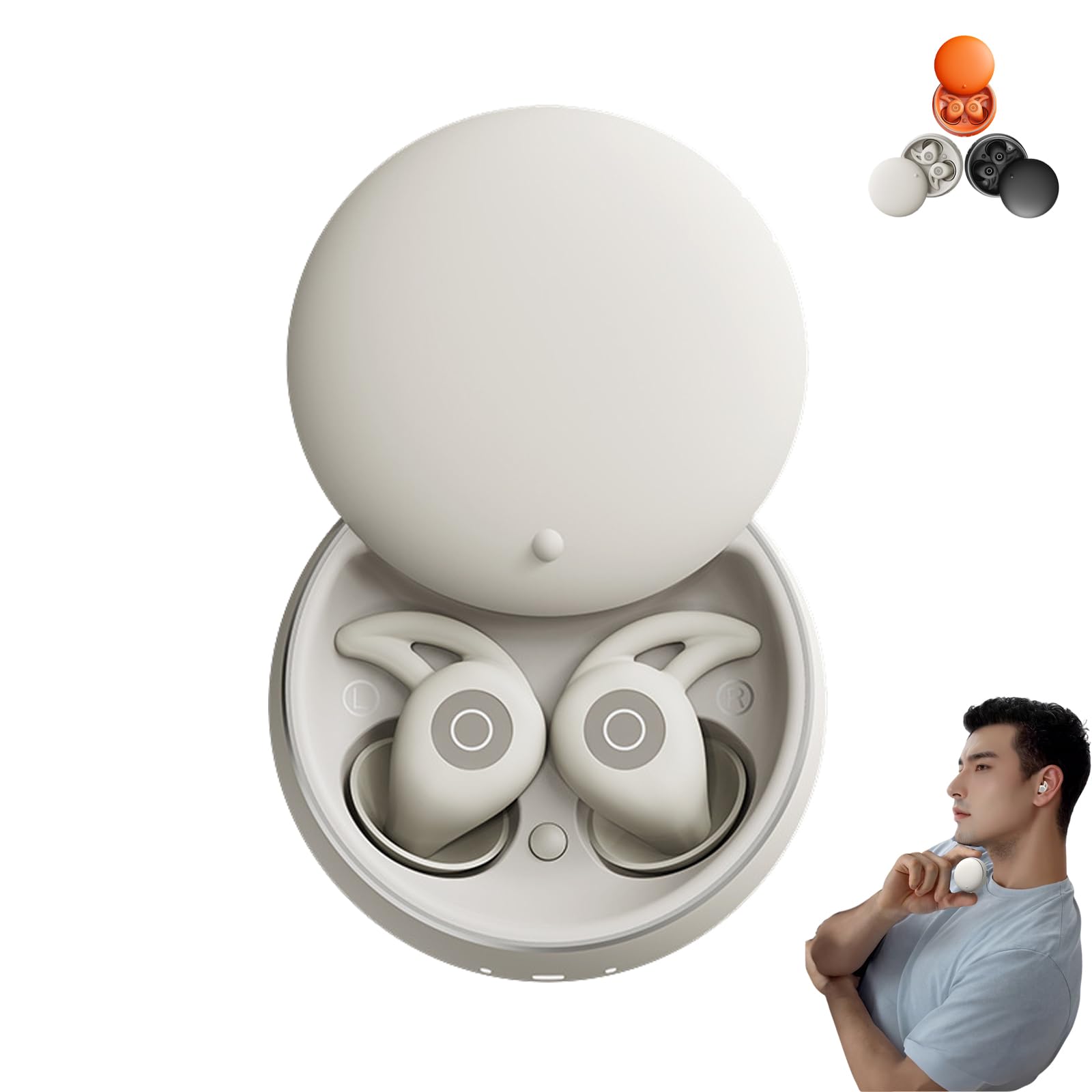 Noise Cancelling Earplugs for Sleep,Anti Snoring Headphones for Side Sleepers, Mini Bluetooth Sleepbuds,Ultra Comfortable & Noiseless Sleeping with ANC, Mini Bluetooth Sleepbuds with 24h Battery-B
