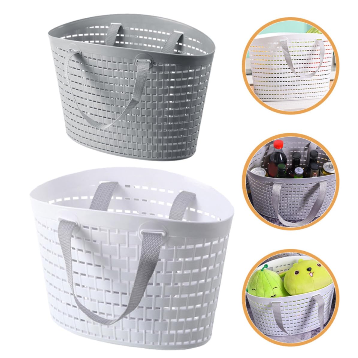STAHAD Cesto per Bucato in Plastica 2 Pezzi Manici e Design Traforato, Resistente e Pratico per Bagno e Cabina Armadio