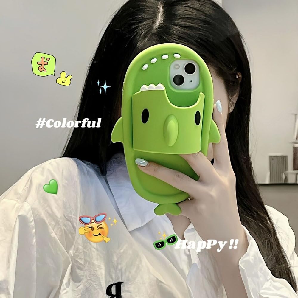 Amazon.com: Shark Slide Phone Case, 3D Slippers Green Shark Soft 