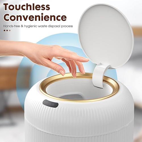 Miniatura 3 de Procade Cubo de basura con sensor de movimiento con tapa, cubo de basura eléctrico de 3 galones, papelera blanca pequeña sin contacto, mini basurero